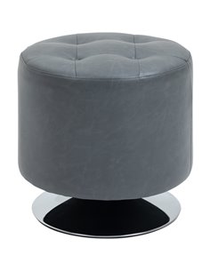 HOMCOM 360 Swivel Foot Stool, Round Ottoman with Thick Sponge Padding, Solid Steel Base, Grey 838-103V71GY