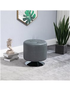 HOMCOM 360 Swivel Foot Stool, Round Ottoman with Thick Sponge Padding, Solid Steel Base, Grey 838-103V71GY 2