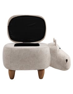 HOMCOM Hippo Storage Stool Cute Decoration, Cream White 838-016V71CW