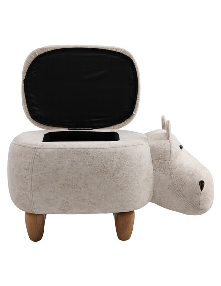HOMCOM Hippo Storage Stool Cute Decoration, Cream White 838-016V71CW - pic 71440 | FastDaddyshop
