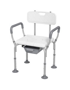 HOMCOM Height Adjustable Shower Stool with Arms and Back, White 713-136V00WT