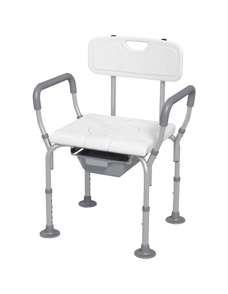 HOMCOM Height Adjustable Shower Stool with Arms and Back, White 713-136V00WT - pic 71449 | FastDaddyshop