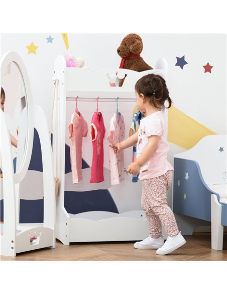 HOMCOM Kids Wood Clothes Rack Hall Tree with Storage Shelves Children Garment Rack Freestanding Wardrobe for 3-8 Years Toddler,  - pic 7145 | FastDaddyshop