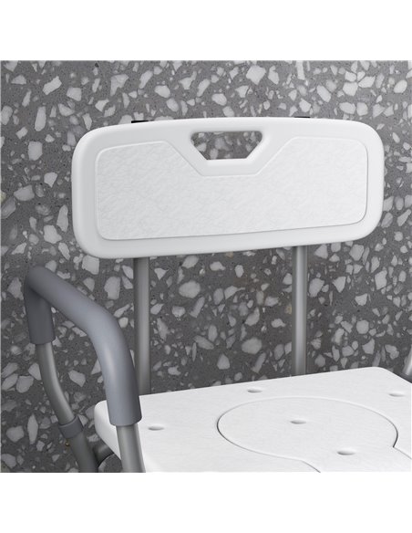 HOMCOM Height Adjustable Shower Stool with Arms and Back, Non-Slip Bedside Commode with Detachable Bucket for Elderly, White 713 - pic 71457 | FastDaddyshop