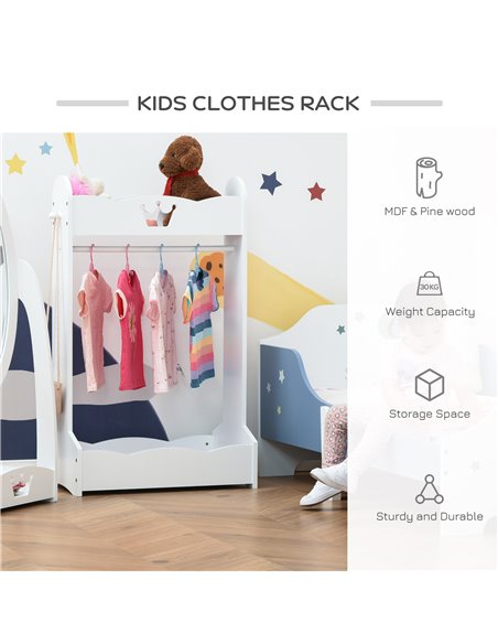 HOMCOM Kids Wood Clothes Rack Hall Tree with Storage Shelves Children Garment Rack Freestanding Wardrobe for 3-8 Years Toddler,  - pic 7147 | FastDaddyshop