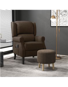HOMCOM Linen Fabric Ottoman Stool with Storage, Brown 838-437V70CG 2