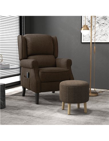 HOMCOM Linen Fabric Ottoman Stool with Storage, Brown 838-437V70CG