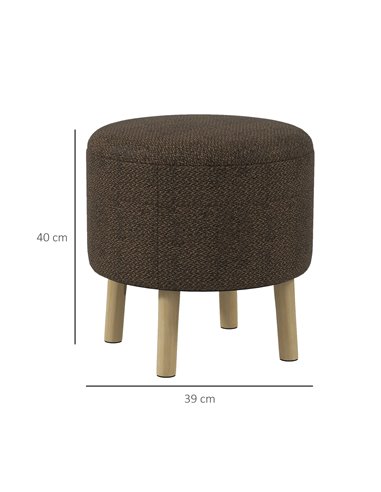 HOMCOM Linen Fabric Ottoman Stool with Storage, Brown 838-437V70CG