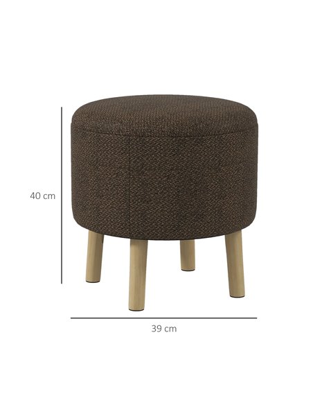 HOMCOM Linen Fabric Ottoman Stool with Storage, Brown 838-437V70CG - pic 71478 | FastDaddyshop