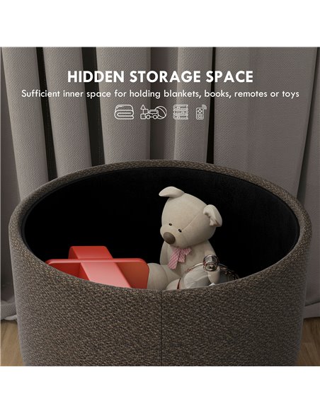 HOMCOM Linen Fabric Ottoman Stool with Storage, Brown 838-437V70CG - pic 71479 | FastDaddyshop