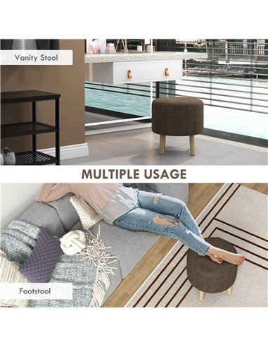 HOMCOM Linen Fabric Ottoman Stool with Storage, Brown 838-437V70CG