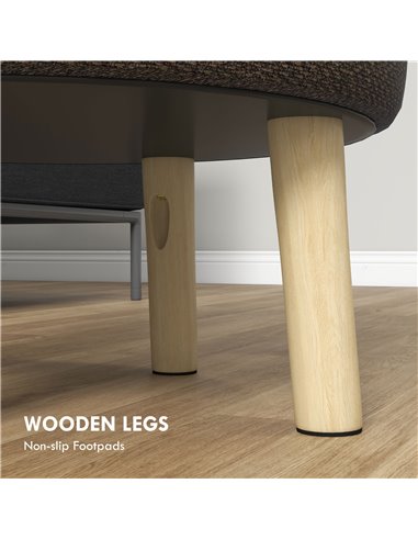HOMCOM Linen Fabric Ottoman Stool with Storage, Brown 838-437V70CG