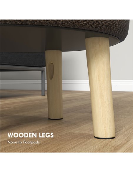 HOMCOM Linen Fabric Ottoman Stool with Storage, Brown 838-437V70CG - pic 71482 | FastDaddyshop