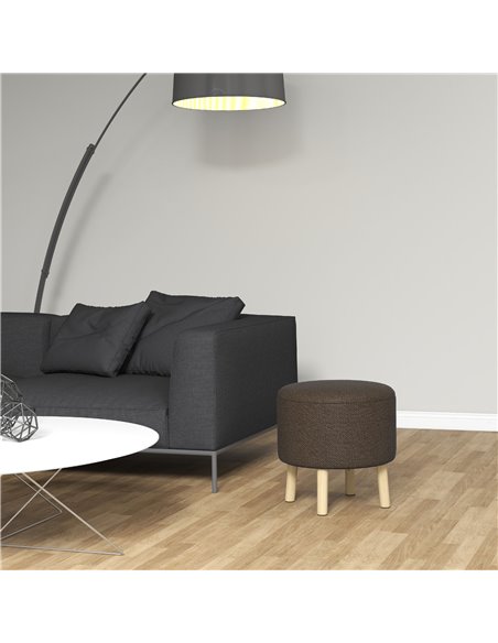 HOMCOM Linen Fabric Ottoman Stool with Storage, Brown 838-437V70CG - pic 71483 | FastDaddyshop