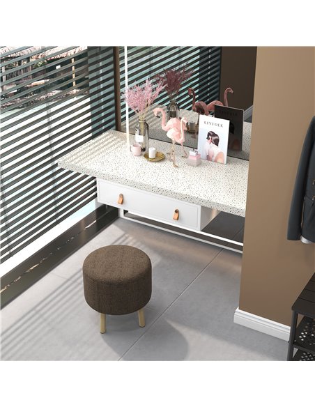 HOMCOM Linen Fabric Ottoman Stool with Storage, Brown 838-437V70CG - pic 71484 | FastDaddyshop