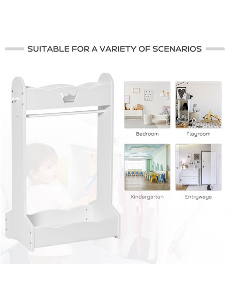 HOMCOM Kids Wood Clothes Rack Hall Tree with Storage Shelves Children Garment Rack Freestanding Wardrobe for 3-8 Years Toddler,  - pic 7149 | FastDaddyshop