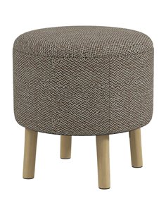 HOMCOM Linen Fabric Ottoman Stool, Round with Storage, Padded Seat, Wooden Legs, Hidden Space, Light Grey 838-437V70LG