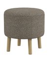 HOMCOM Linen Fabric Ottoman Stool, Round with Storage, Padded Seat, Wooden Legs, Hidden Space, Light Grey 838-437V70LG
