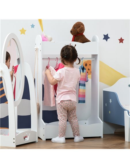 HOMCOM Kids Wood Clothes Rack Hall Tree with Storage Shelves Children Garment Rack Freestanding Wardrobe for 3-8 Years Toddler,  - pic 7150 | FastDaddyshop