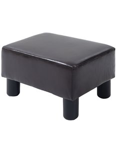 HOMCOM Ottoman Cube Footstool, PU Leather with 4 Plastic Legs, Black 833-666V75BN