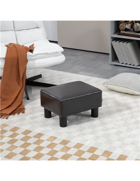 HOMCOM Ottoman Cube Footstool, PU Leather with 4 Plastic Legs, Versatile Furniture for Living Room, 45L x 45W x 45H cm, Black 83 - pic 71504 | FastDaddyshop