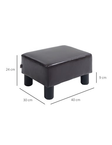 HOMCOM Ottoman Cube Footstool, PU Leather with 4 Plastic Legs, Versatile Furniture for Living Room, 45L x 45W x 45H cm, Black 83