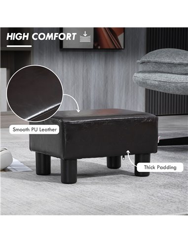 HOMCOM Ottoman Cube Footstool, PU Leather with 4 Plastic Legs, Versatile Furniture for Living Room, 45L x 45W x 45H cm, Black 83