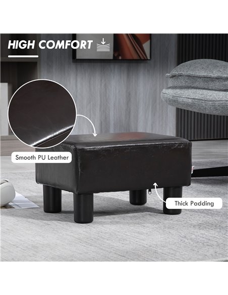 HOMCOM Ottoman Cube Footstool, PU Leather with 4 Plastic Legs, Versatile Furniture for Living Room, 45L x 45W x 45H cm, Black 83 - pic 71506 | FastDaddyshop
