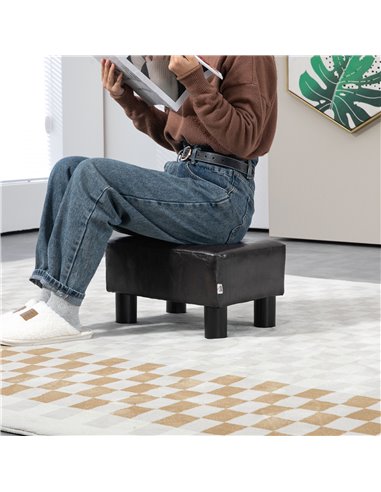 HOMCOM Ottoman Cube Footstool, PU Leather with 4 Plastic Legs, Versatile Furniture for Living Room, 45L x 45W x 45H cm, Black 83