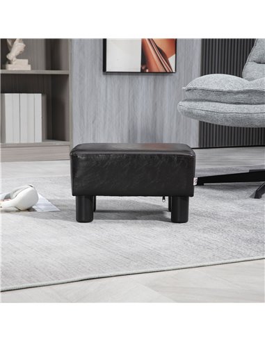 HOMCOM Ottoman Cube Footstool, PU Leather with 4 Plastic Legs, Versatile Furniture for Living Room, 45L x 45W x 45H cm, Black 83