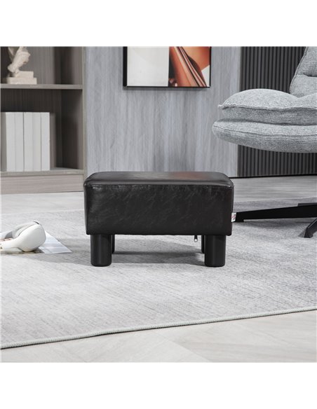 HOMCOM Ottoman Cube Footstool, PU Leather with 4 Plastic Legs, Versatile Furniture for Living Room, 45L x 45W x 45H cm, Black 83 - pic 71510 | FastDaddyshop