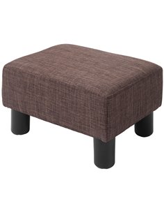 HOMCOM Compact Linen Fabric Ottoman, Modern Footstool Cube with Durable Plastic Legs, Living Room, Brown 833-666V74BN