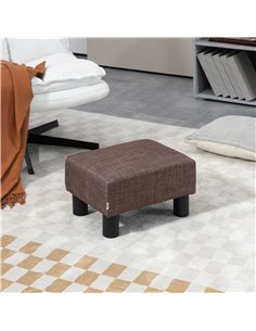 HOMCOM Compact Linen Fabric Ottoman, Modern Footstool Cube with Durable Plastic Legs, Living Room, Brown 833-666V74BN 2