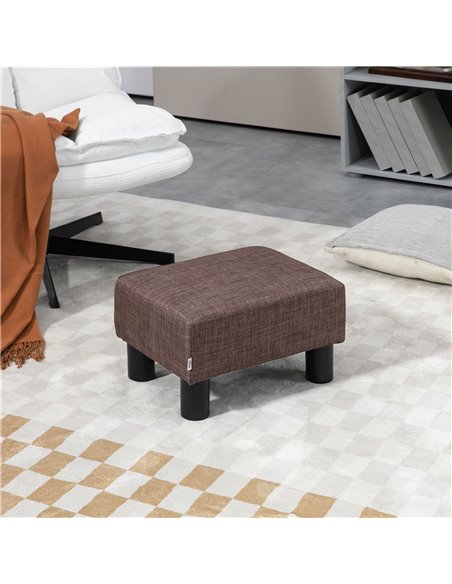 HOMCOM Compact Linen Fabric Ottoman, Modern Footstool Cube with Durable Plastic Legs, Living Room, Brown 833-666V74BN - pic 71513 | FastDaddyshop