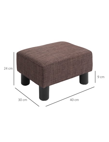 HOMCOM Compact Linen Fabric Ottoman, Modern Footstool Cube with Durable Plastic Legs, Living Room, Brown 833-666V74BN - pic 71514 | FastDaddyshop