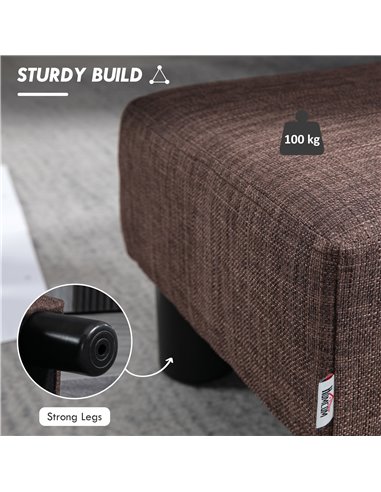 HOMCOM Compact Linen Fabric Ottoman, Modern Footstool Cube with Durable Plastic Legs, Living Room, Brown 833-666V74BN