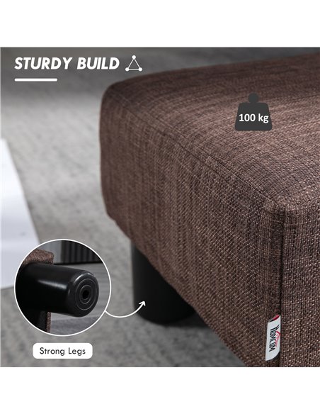 HOMCOM Compact Linen Fabric Ottoman, Modern Footstool Cube with Durable Plastic Legs, Living Room, Brown 833-666V74BN - pic 71516 | FastDaddyshop