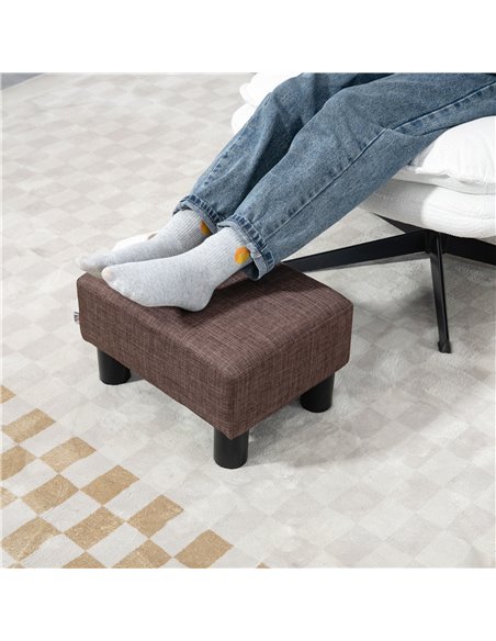 HOMCOM Compact Linen Fabric Ottoman, Modern Footstool Cube with Durable Plastic Legs, Living Room, Brown 833-666V74BN - pic 71517 | FastDaddyshop