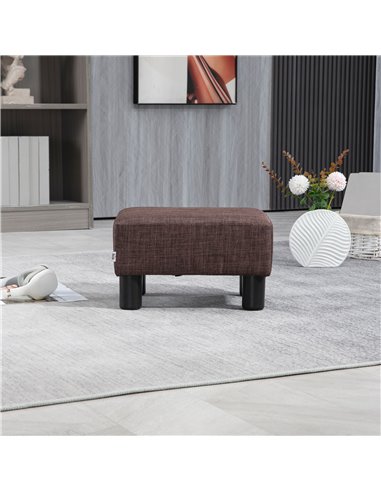HOMCOM Compact Linen Fabric Ottoman, Modern Footstool Cube with Durable Plastic Legs, Living Room, Brown 833-666V74BN