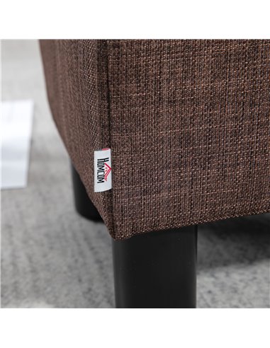 HOMCOM Compact Linen Fabric Ottoman, Modern Footstool Cube with Durable Plastic Legs, Living Room, Brown 833-666V74BN
