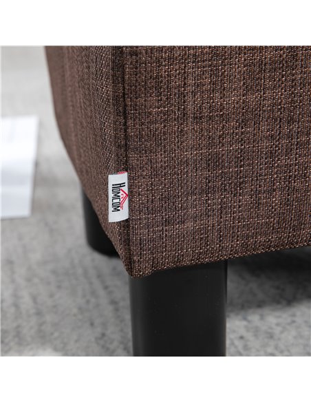 HOMCOM Compact Linen Fabric Ottoman, Modern Footstool Cube with Durable Plastic Legs, Living Room, Brown 833-666V74BN - pic 71520 | FastDaddyshop