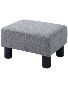 HOMCOM Linen Fabric Footstool Ottoman, Cube Design, with 4 Plastic Legs, Compact and Versatile, Grey 833-666V74GY