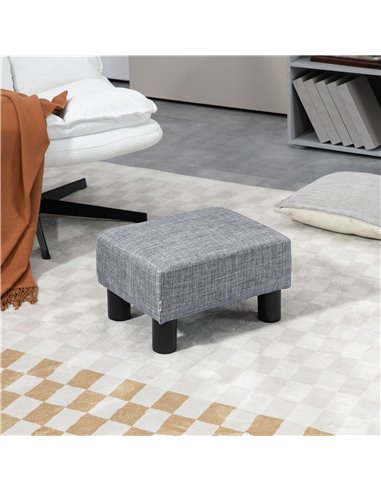 HOMCOM Linen Fabric Footstool Ottoman, Cube Design, with 4 Plastic Legs, Compact and Versatile, Grey 833-666V74GY