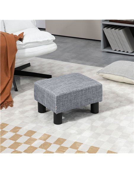HOMCOM Linen Fabric Footstool Ottoman, Cube Design, with 4 Plastic Legs, Compact and Versatile, Grey 833-666V74GY - pic 71522 | FastDaddyshop