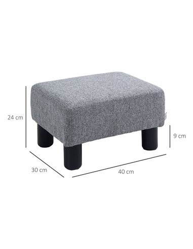 HOMCOM Linen Fabric Footstool Ottoman, Cube Design, with 4 Plastic Legs, Compact and Versatile, Grey 833-666V74GY