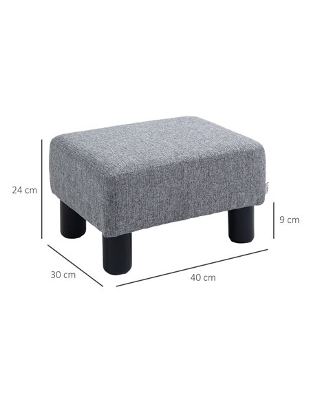 HOMCOM Linen Fabric Footstool Ottoman, Cube Design, with 4 Plastic Legs, Compact and Versatile, Grey 833-666V74GY - pic 71523 | FastDaddyshop