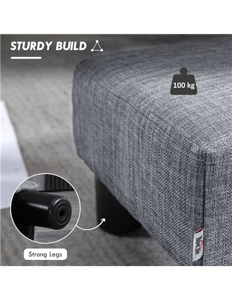 HOMCOM Linen Fabric Footstool Ottoman, Cube Design, with 4 Plastic Legs, Compact and Versatile, Grey 833-666V74GY - pic 71525 | FastDaddyshop