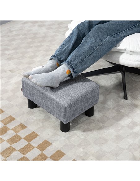 HOMCOM Linen Fabric Footstool Ottoman, Cube Design, with 4 Plastic Legs, Compact and Versatile, Grey 833-666V74GY - pic 71526 | FastDaddyshop