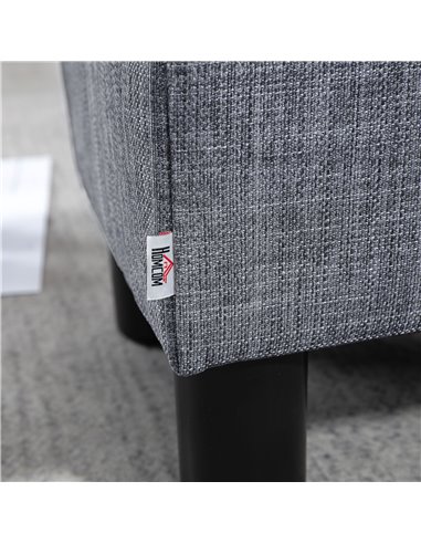 HOMCOM Linen Fabric Footstool Ottoman, Cube Design, with 4 Plastic Legs, Compact and Versatile, Grey 833-666V74GY