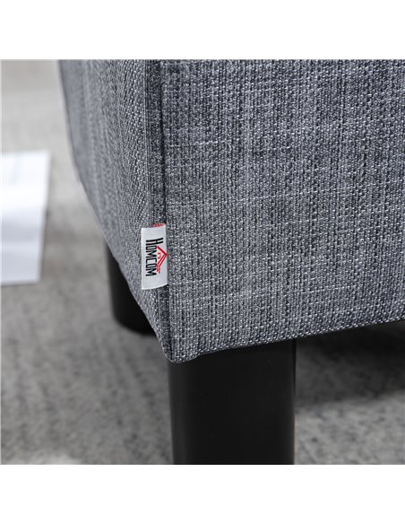 HOMCOM Linen Fabric Footstool Ottoman, Cube Design, with 4 Plastic Legs, Compact and Versatile, Grey 833-666V74GY - pic 71528 | FastDaddyshop